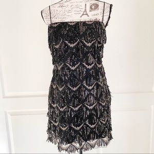 Black fringe cocktail party dress NWT medium